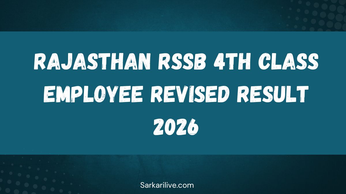 Rajasthan RSSB 4th Class Employee Revised Result 2026