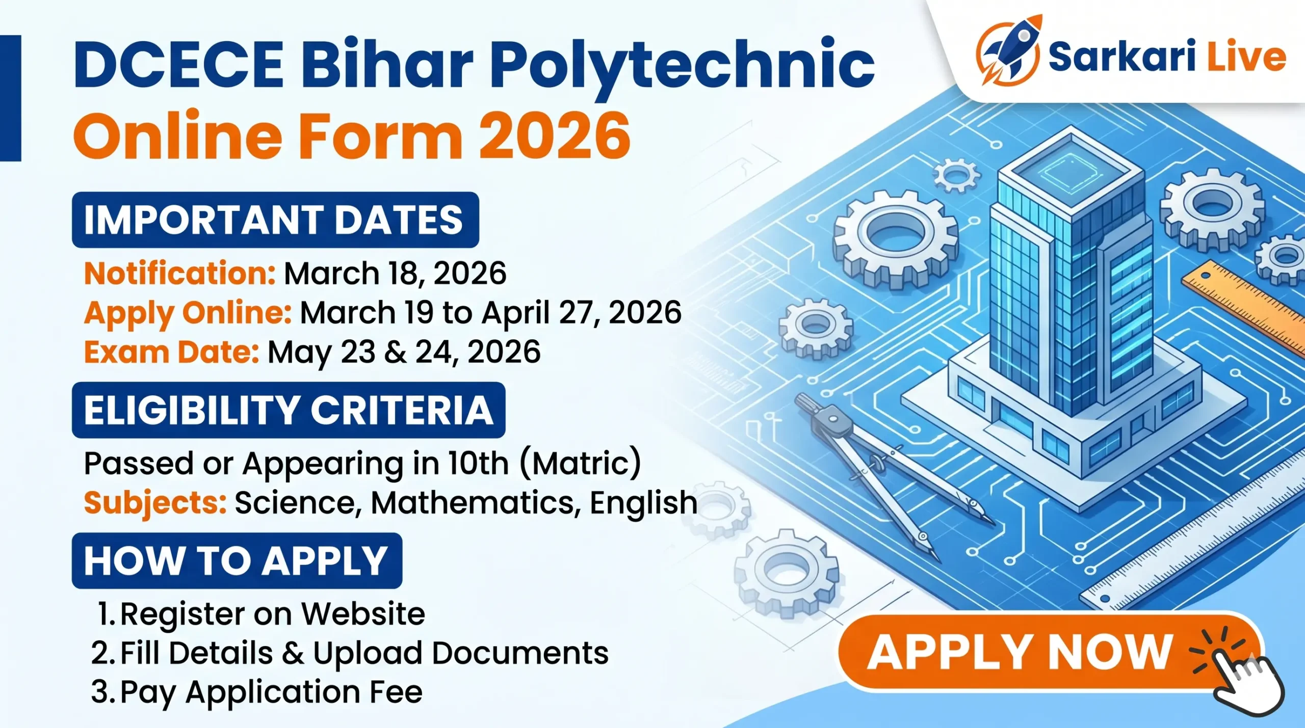 DCECE Bihar Polytechnic Online Form 2026